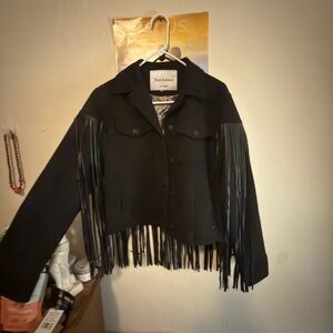 Juicy Couture Black Leather Fringe Jacket